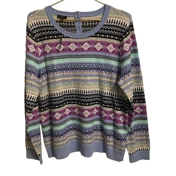 Talbots Fair Isle Wool Blend Crewneck Sweater Size XL NWT - Picture 2 of 12